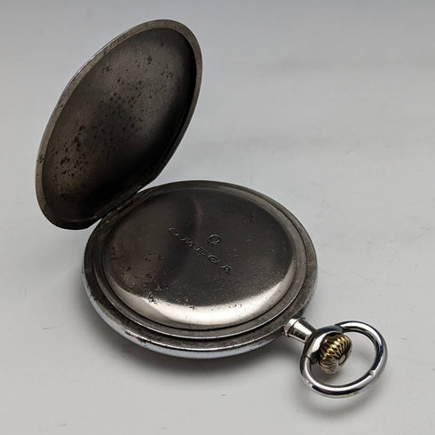 Around 1905 Antique Omega pocket watch with silver plated case works well